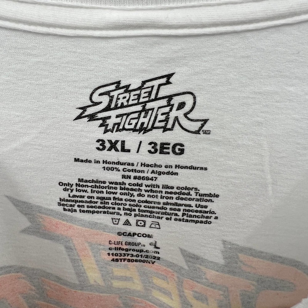 Street Fighter Men's press Start Long Sleeve T-Shirt in White Size 3XL - Picture 5 of 6